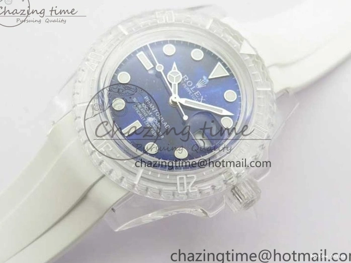 0512 Submariner Phantomlab Transparent KZF Best Edition Deep Blue Dial on White Rubber Strap VR WellDesigned 2568
